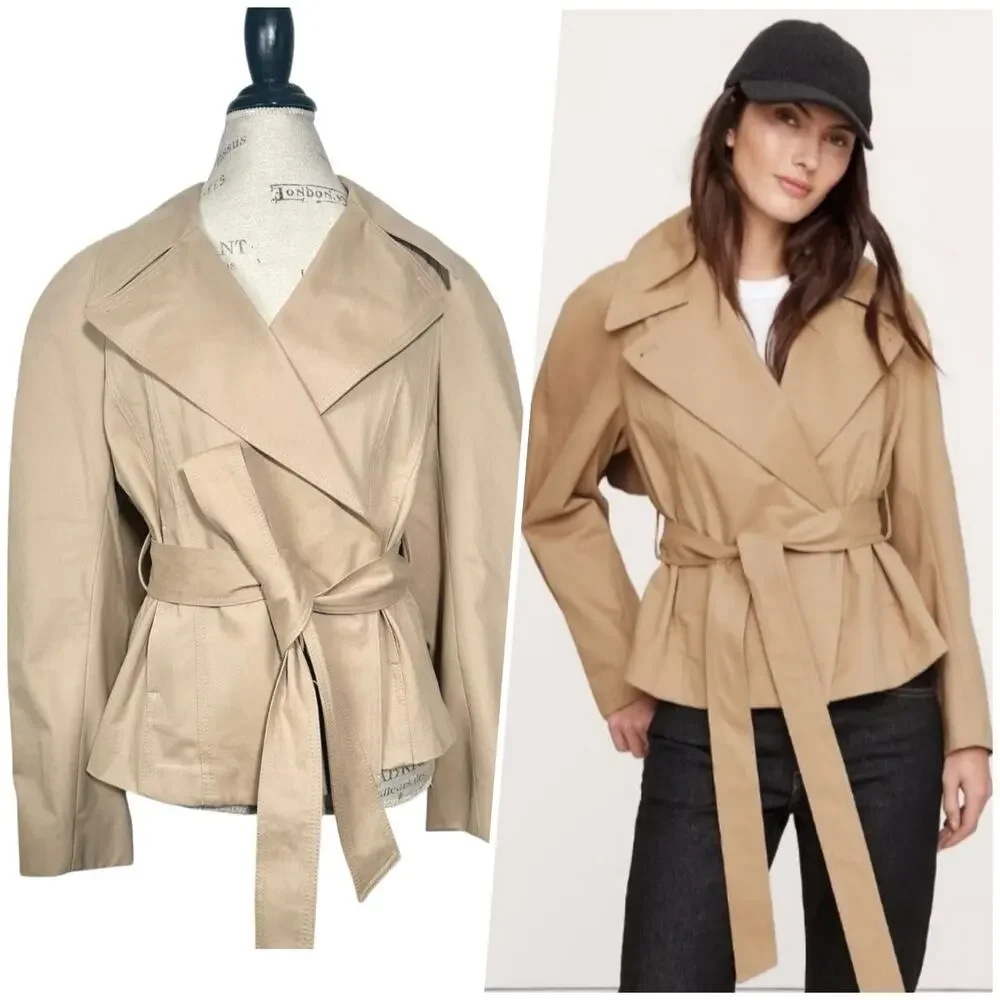 Banana Republic | Women | Beige Chic Cape Back Belted Short Trench Coat | Small - Picture 1 of 16